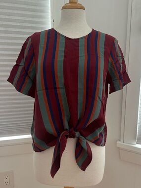 Madewell Striped Tie-Front Women's Top
